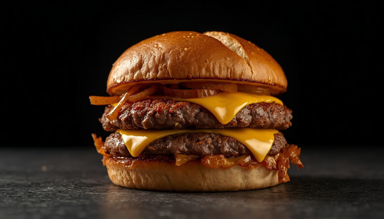 Dirty Smash burger with double cheddar and caramelized onions